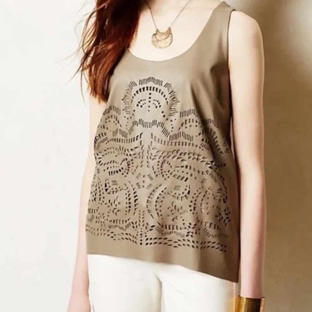 Anthropologie Sunday in Brooklyn NWT Faux Leather Cutout Tank